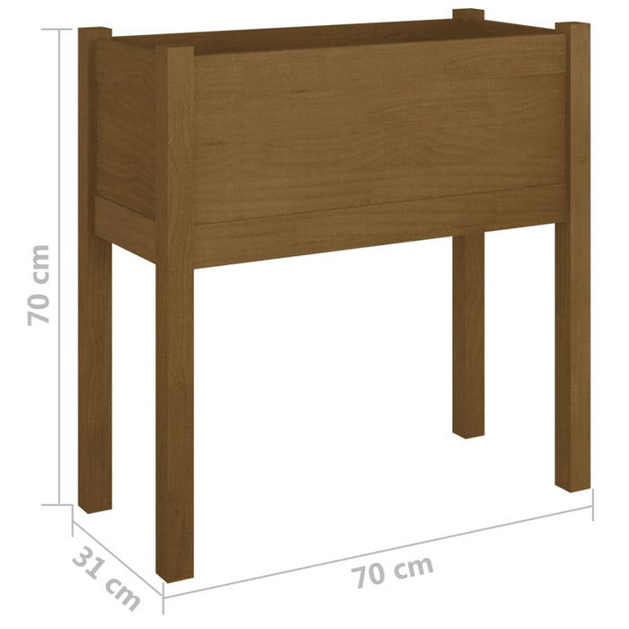 Plantekasse honningbrun 70x31x70 cm heltre furu