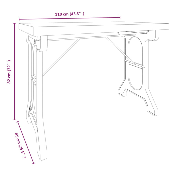 Spisebord 110x65x82 cm heltre gran og jern