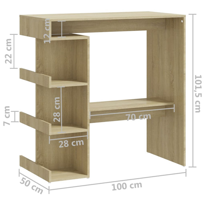 Barbord oppbevaringsstativ sonoma eik 100x50x101,5 cm sponplate