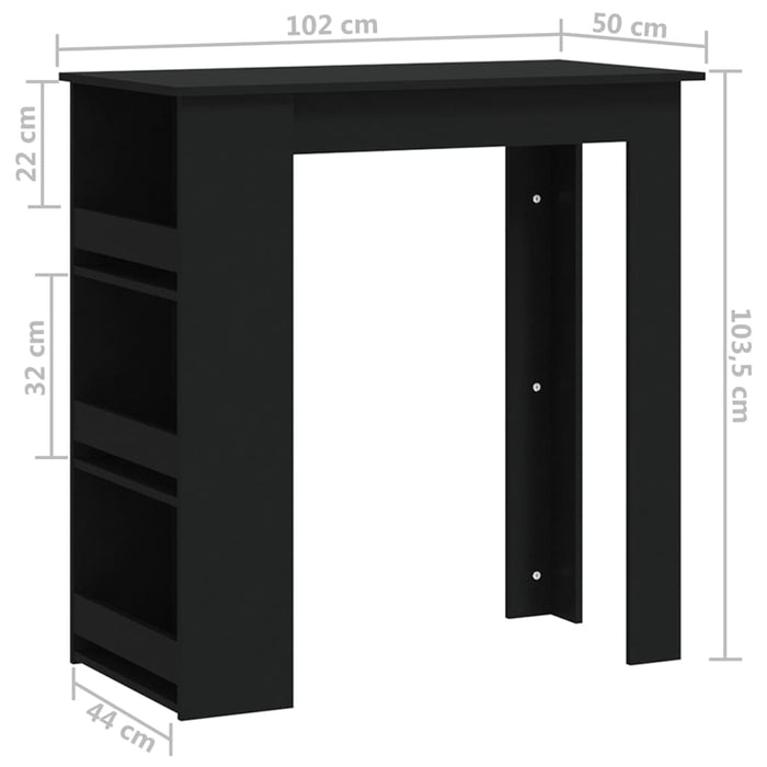 Barbord med oppbevaringsstativ svart 102x50x103,5 cm sponplate