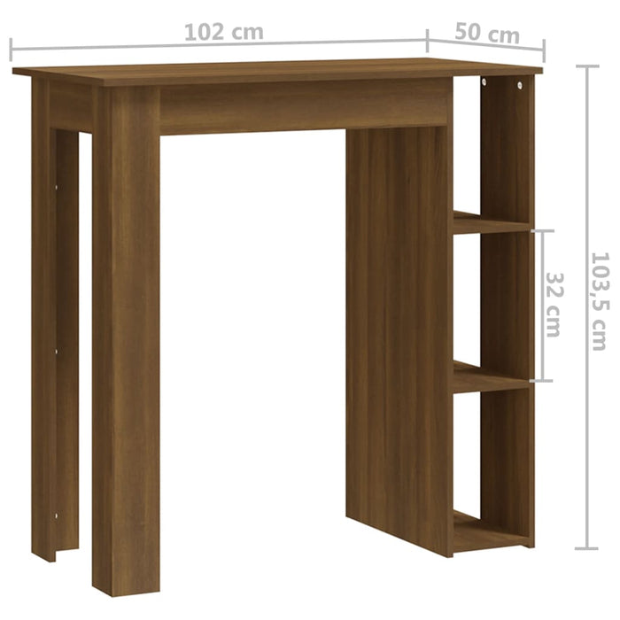 Barbord med hylle brun eik 102x50x103,5 cm