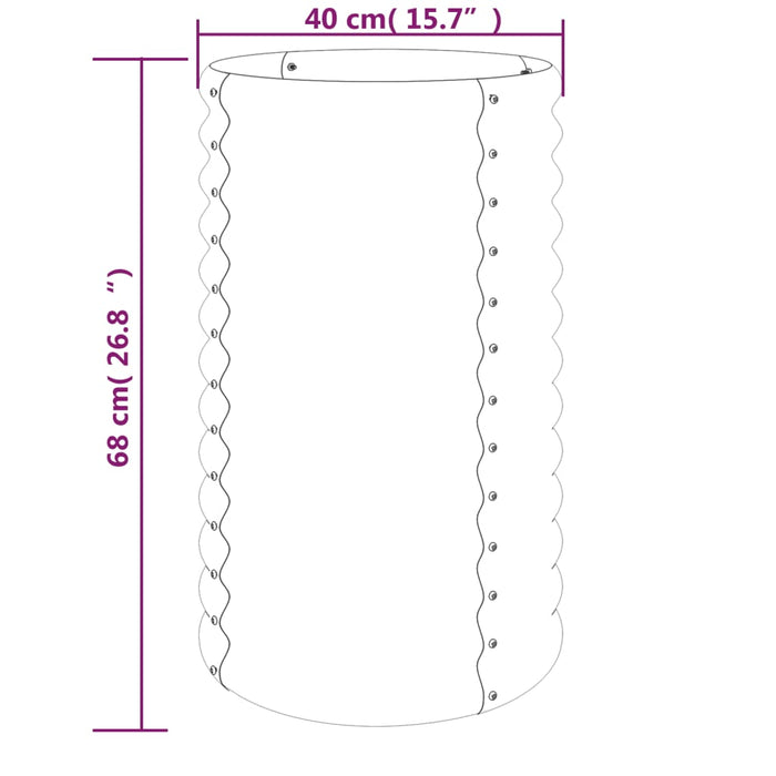 Plantekasse pulverlakkert stål 40x40x68 cm sølv