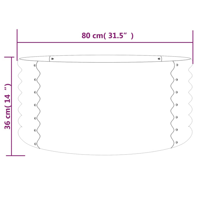 Plantekasse pulverlakkert stål 80x80x36 cm brun