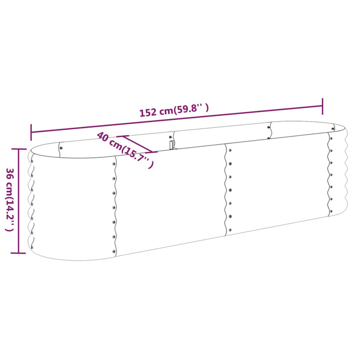 Høybed pulverlakkert stål 152x40x36 cm grønn