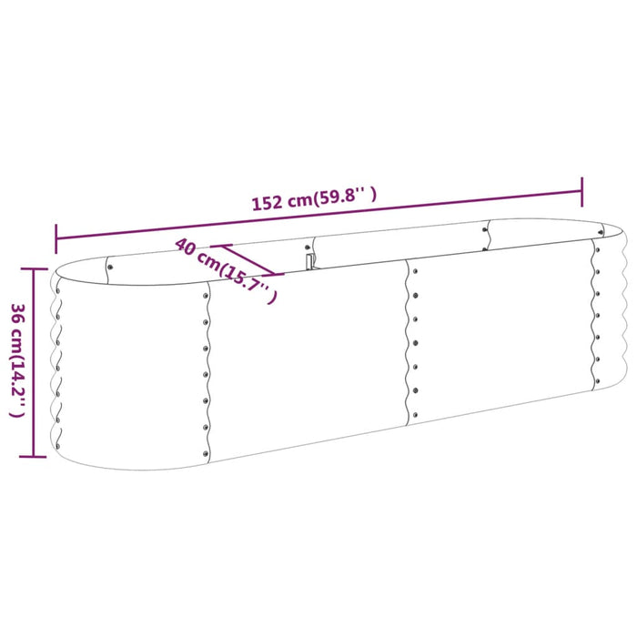 Høybed pulverlakkert stål 152x40x36 cm antrasitt