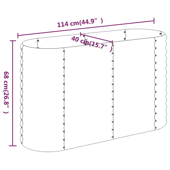 Høybed pulverlakkert stål 114x40x68 cm antrasitt