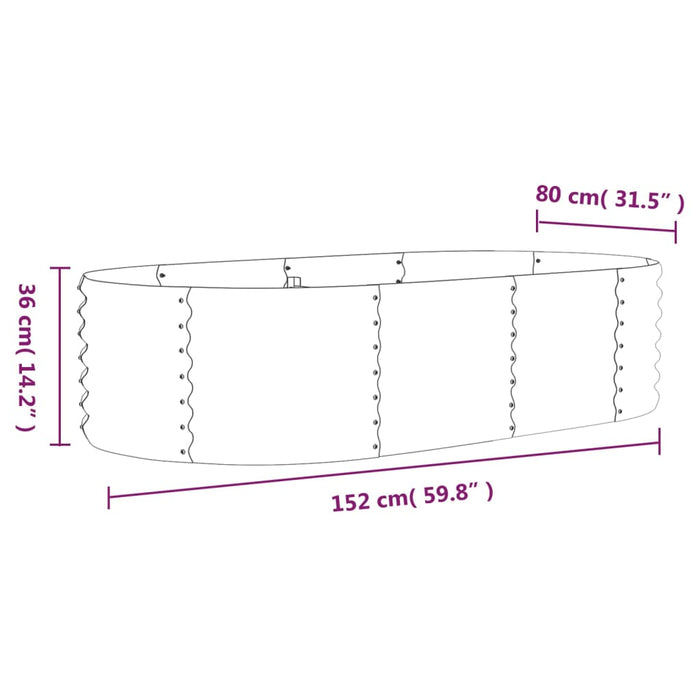 Høybed pulverlakkert stål 152x80x36 cm brun