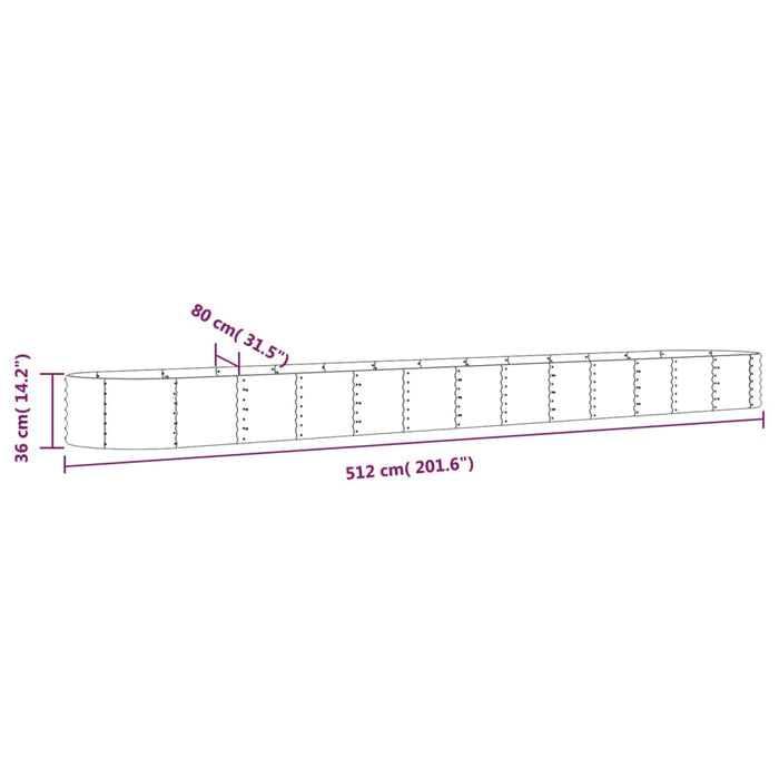 Høybed pulverlakkert stål 512x80x36 cm grønn