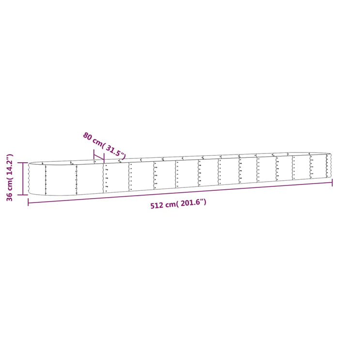 Høybed pulverlakkert stål 512x80x36 cm grå