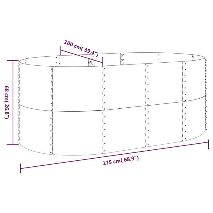 Høybed pulverlakkert stål 175x100x68 cm grå