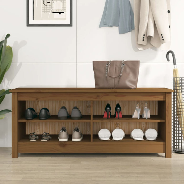 Skobenk honningbrun 110x38x45,5 cm heltre furu