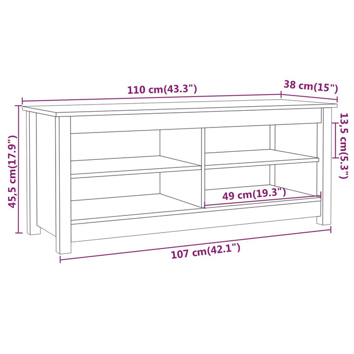 Skobenk honningbrun 110x38x45,5 cm heltre furu