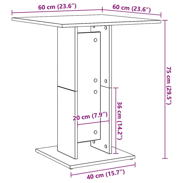 Bistrobord røkt eik 60x60x75 cm konstruert tre