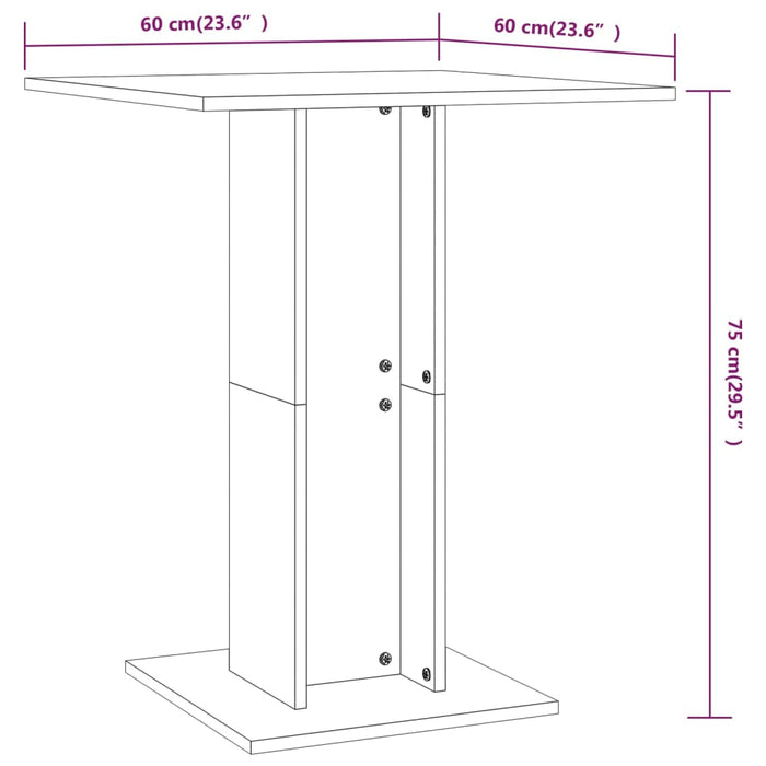 Bistrobord brun eik 60x60x75 cm konstruert tre