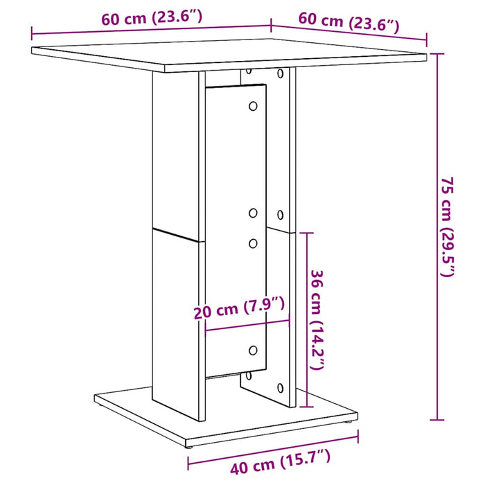 Bistrobord brun eik 60x60x75 cm konstruert tre