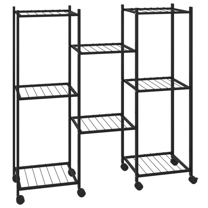 Blomsterstativ med hjul 83x25x83,5 cm svart jern