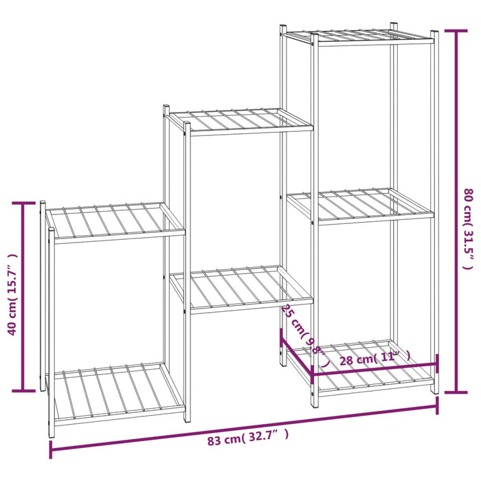 Blomsterstativ 83x25x80 cm svart jern