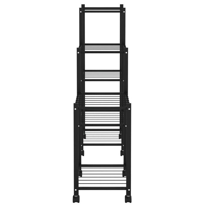 Blomsterstativ med hjul 83x25x83,5 cm svart jern