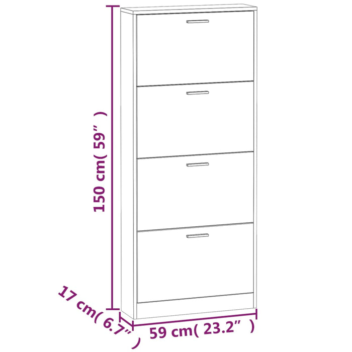 Skoskap brun eik 59x17x150 cm konstruert tre