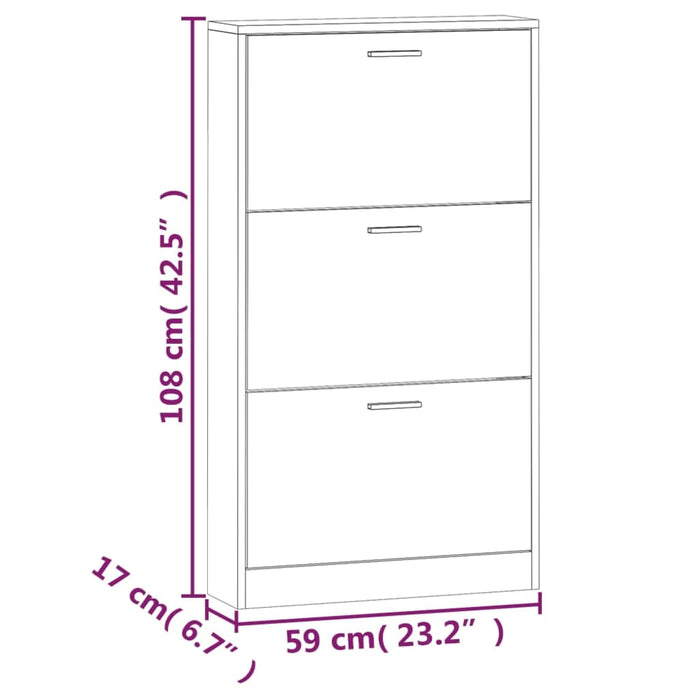 Skoskap eik 59x17x108 cm konstruert tre