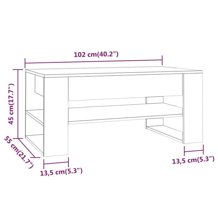 Salongbord svart 102x55x45 cm konstruert tre