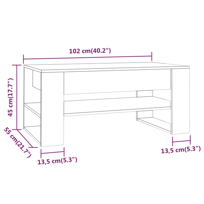 Salongbord sonoma eik 102x55x45 cm konstruert tre