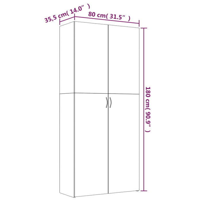 Skoskap røkt eik 80x35,5x180 cm konstruert tre