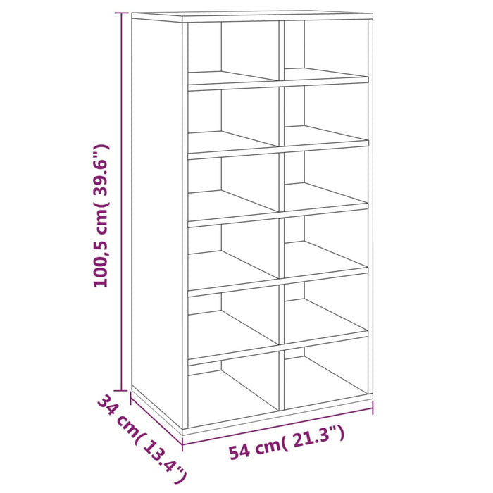 Skohylle sonoma eik 54x34x100,5 cm konstruert tre