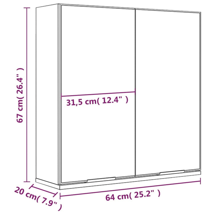 Speilskap til baderom hvit 64x20x67 cm