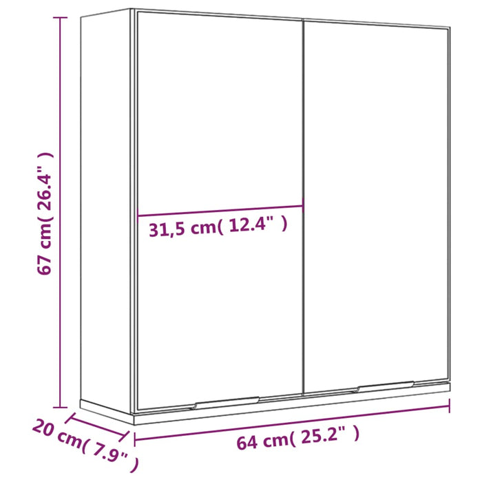 Speilskap til baderom betonggrå 64x20x67 cm