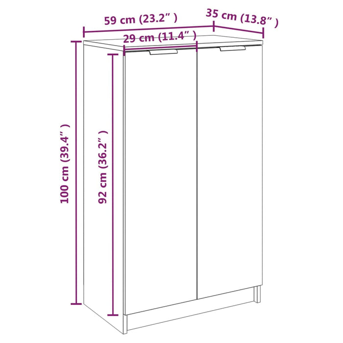 Skoskap hvit 59x35x100 cm konstruert tre