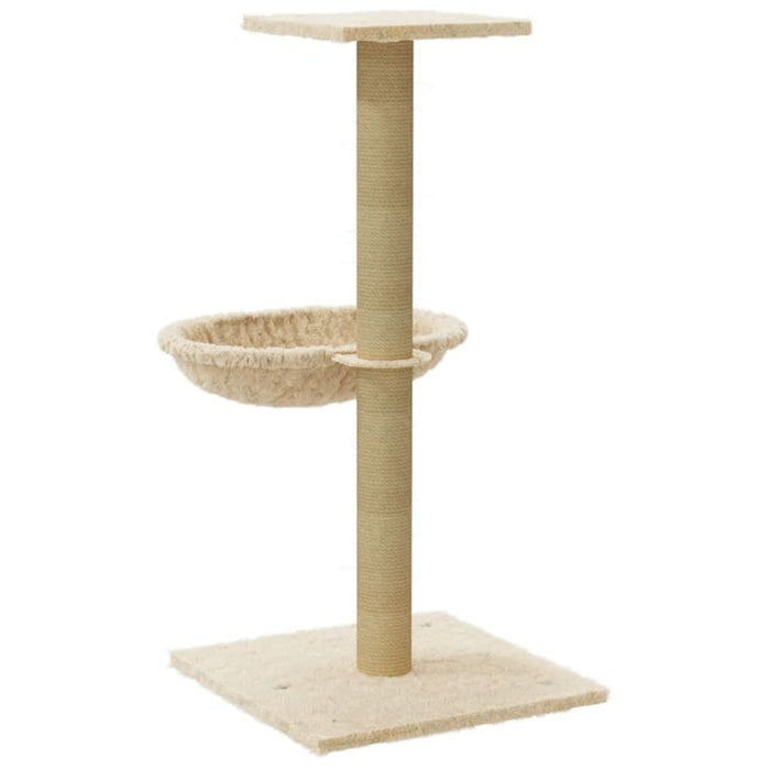 Kattetre med klorestolper i sisal kremhvit 74 cm