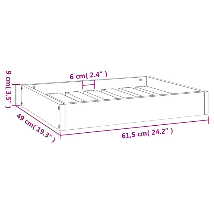 Hundeseng hvit 61,5x49x9 cm heltre furu