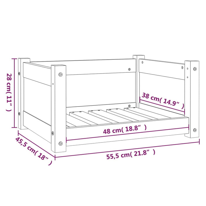 Hundeseng svart 55,5x45,5x28 cm heltre furu