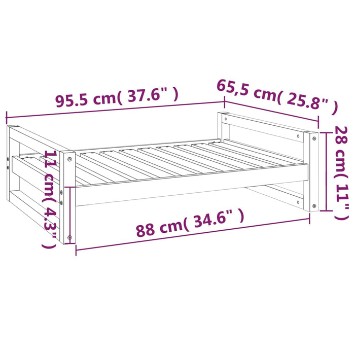 Hundeseng honningbrun 95,5x65,5x28 cm heltre furu