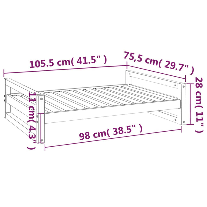 Hundeseng 105,5x75,5x28 cm heltre furu