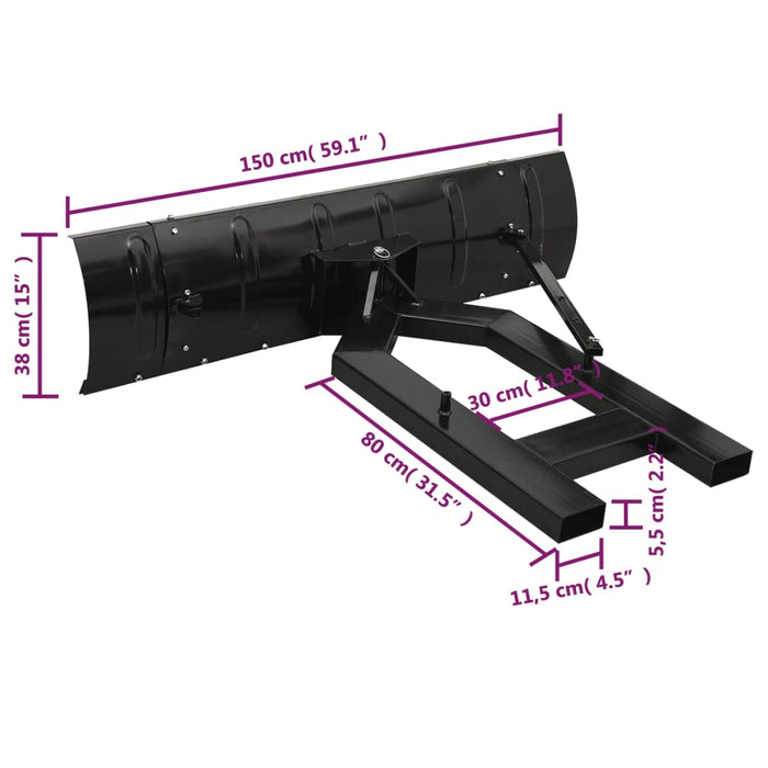 Snøplog for gaffeltruck 150x38 cm svart