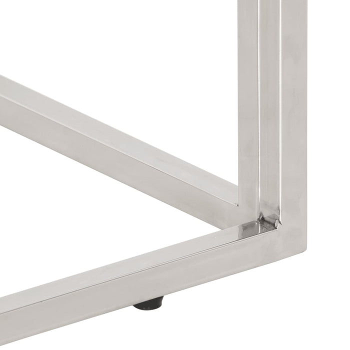 Salongbord sølv rustfritt stål og herdet glass