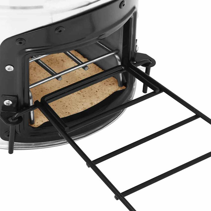 Vedovn for camping sølv 45,5x33x25,5 cm rustfritt stål