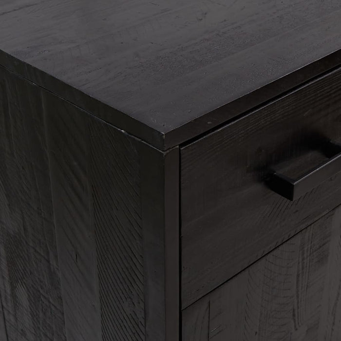 Skoskap svart 75x40x110 cm heltre furu