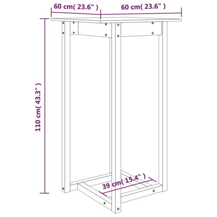 Barbord hvit 60x60x110 cm heltre furu