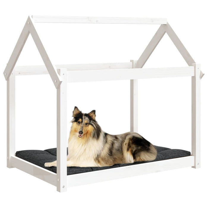 Hundeseng hvit 101x70x90 cm heltre furu