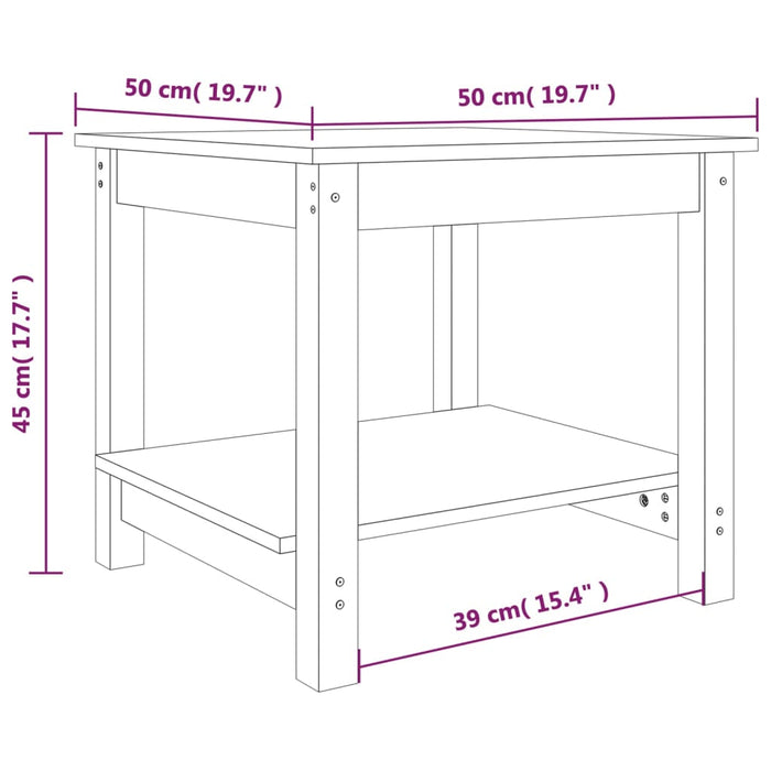 Salongbord hvit 50x50x45 cm heltre furu