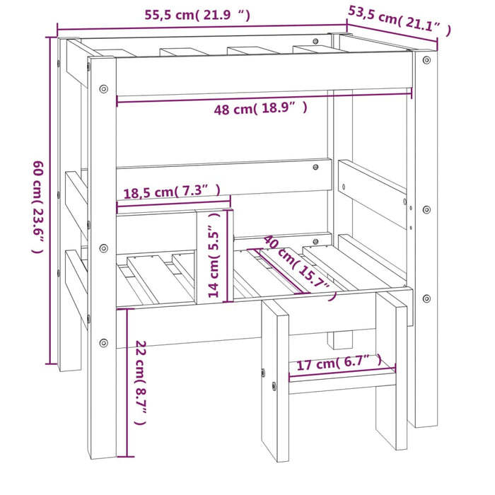 Hundeseng honningbrun 55,5x53,5x60 cm heltre furu