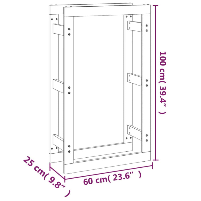 Vedstativ hvit 60x25x100 cm heltre furu