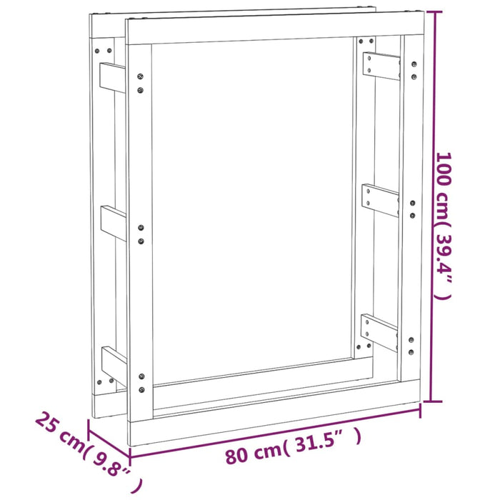 Vedstativ hvit 80x25x100 cm heltre furu