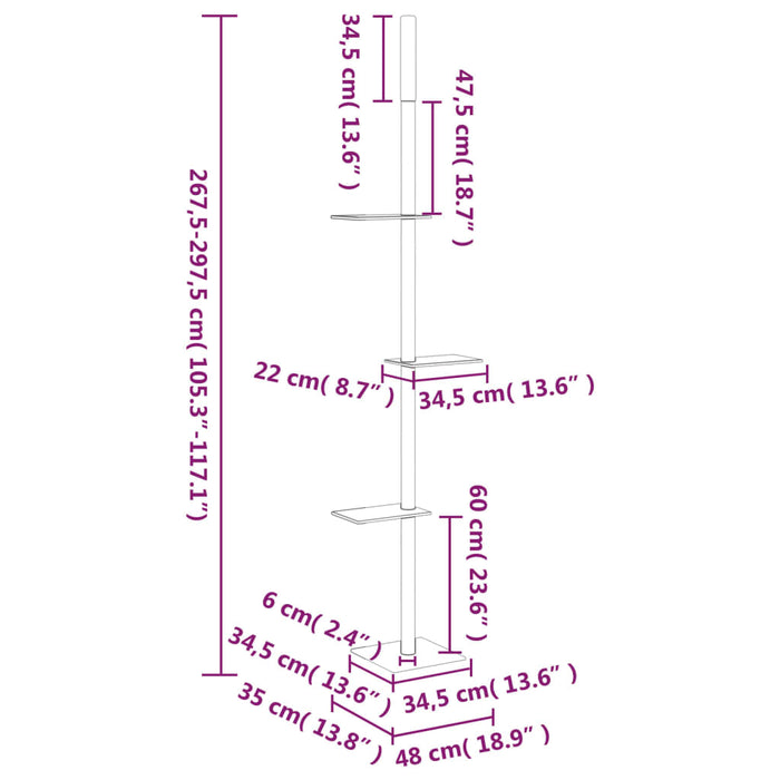 Kloretre gulv til tak kremhvit 267,5-297,5 cm