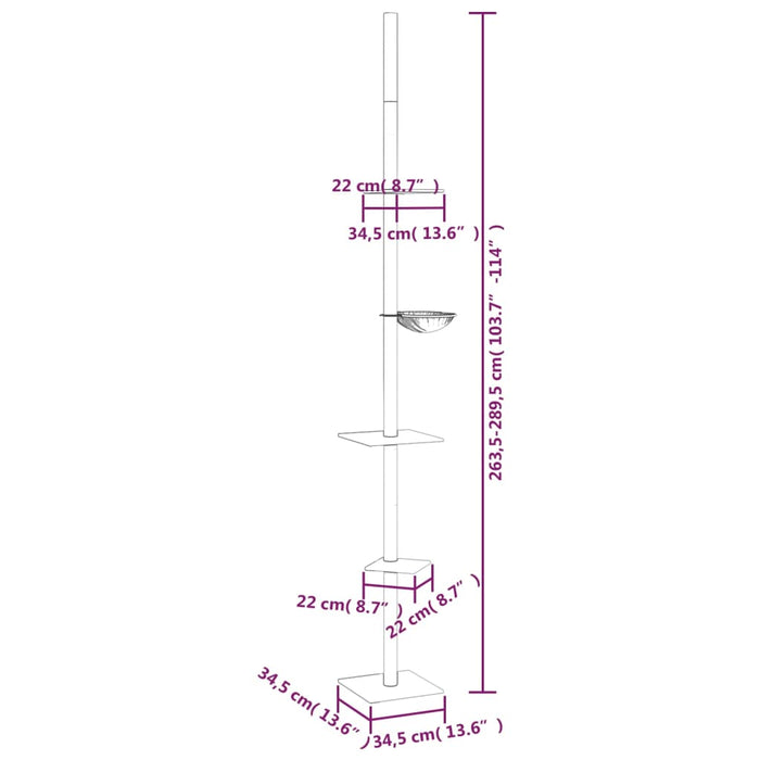 Kloretre gulv til tak kremhvit 263,5-289,5 cm