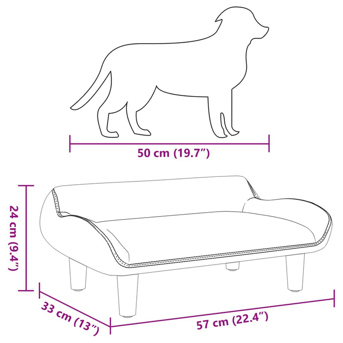 Hundeseng lysegrå 70x40x24 cm fløyel