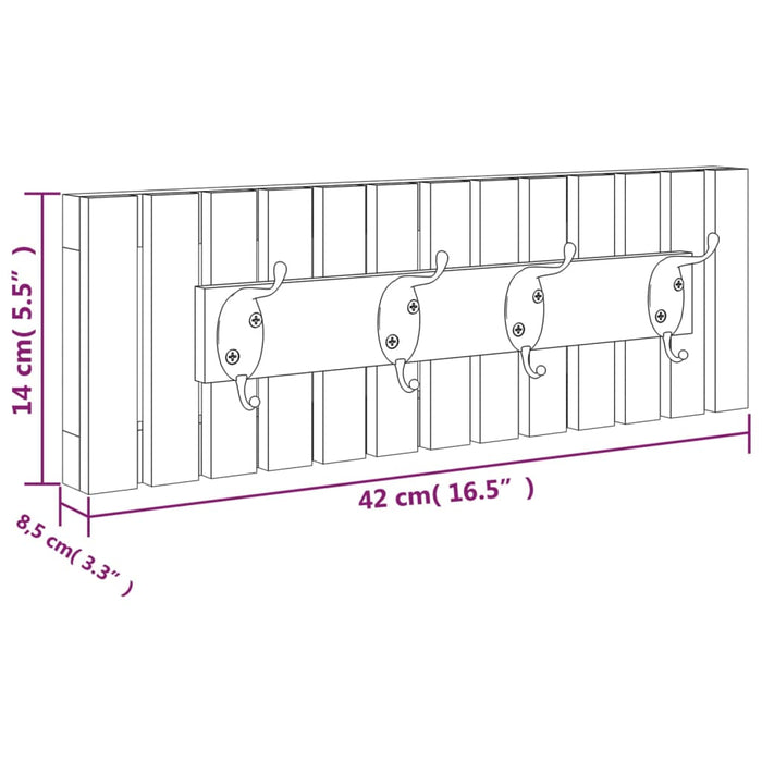 Knaggrekke 42x8,5x14 cm heltre valnøtt